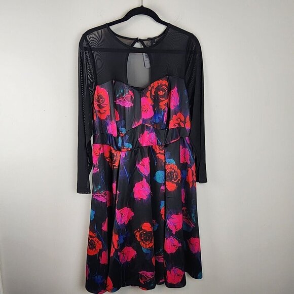 Torrid Black and Pink Floral Dress - Picture 2 of 14